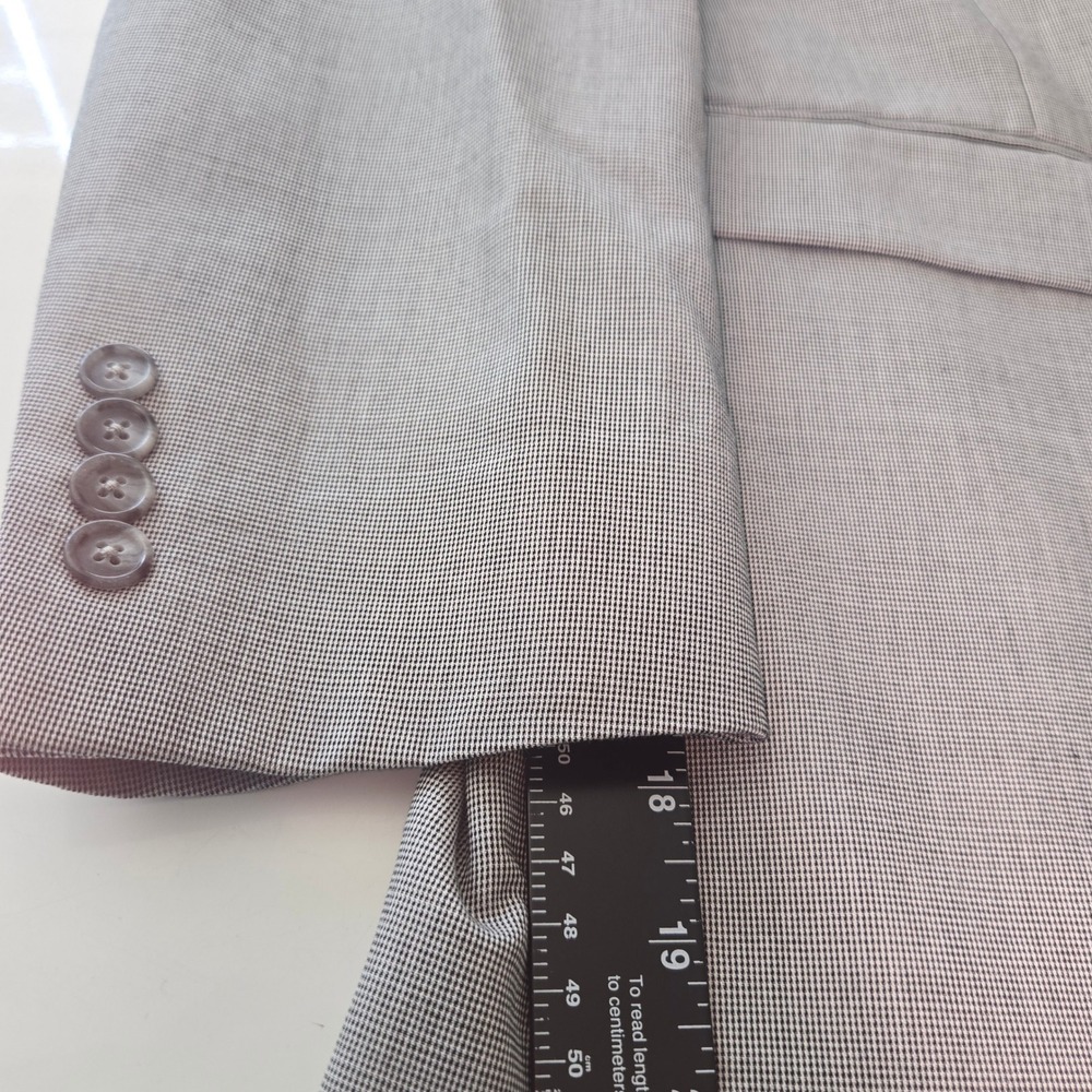 Jos. A. Bank Tailored Fit Grey Houndstooth Cotton Wool Blazer Sport Coat 42L - Picture 12 of 12